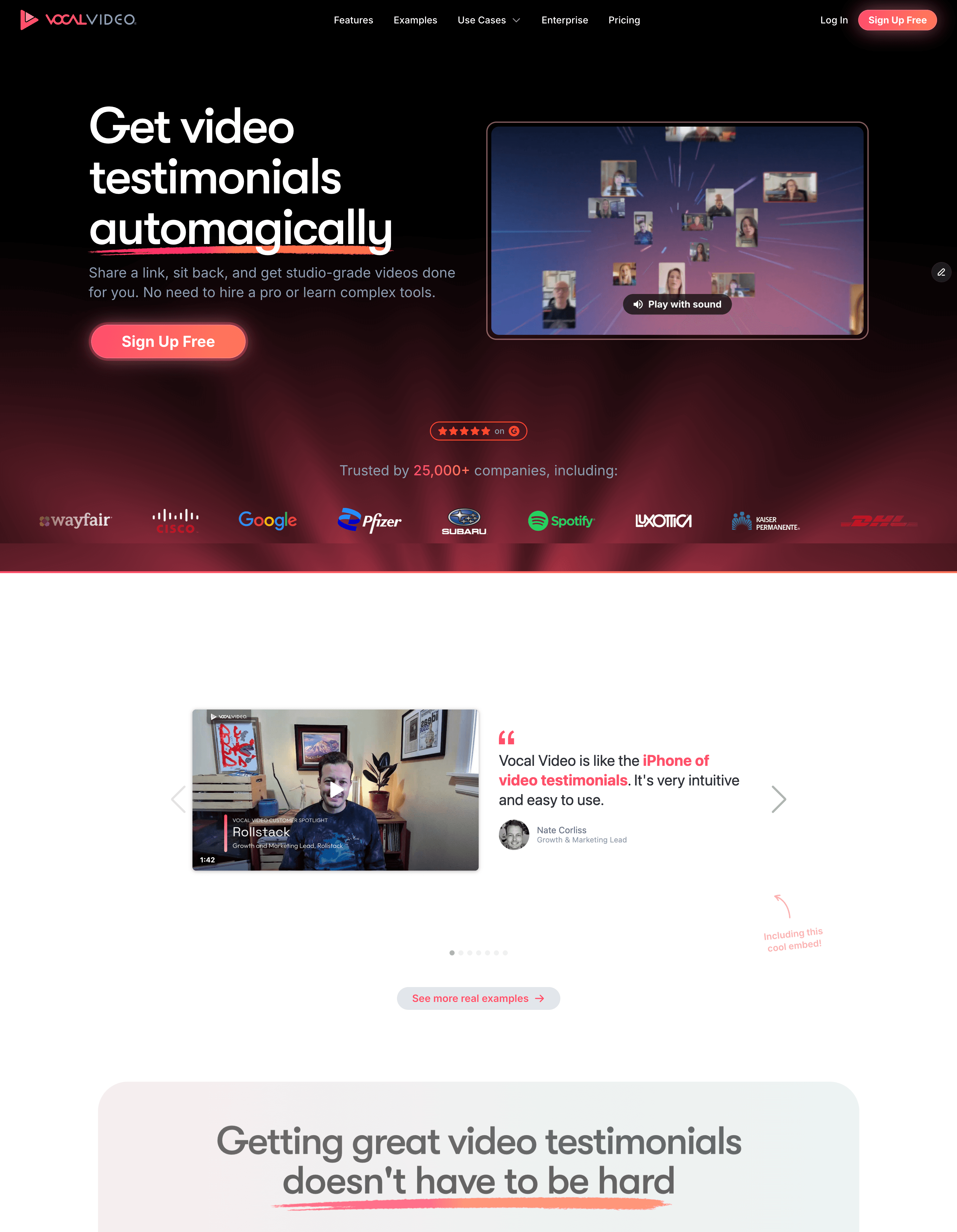 VocalVideo's homepage