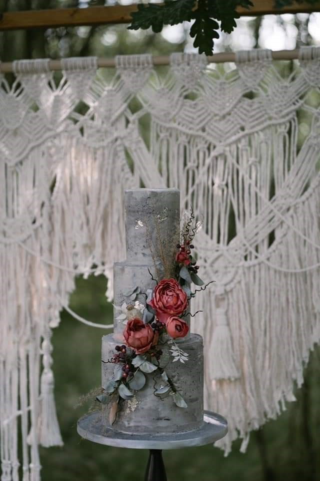 Stone & Wildflower Three Tier Wedding Cake