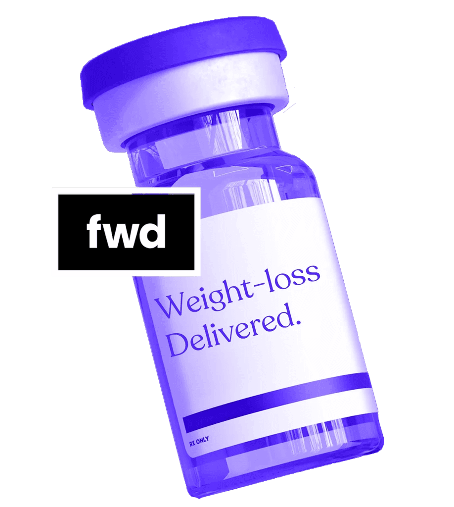 An image of a bottle of GLP-1 and white pill.