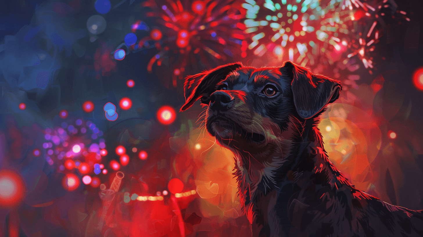 dog during fireworks display