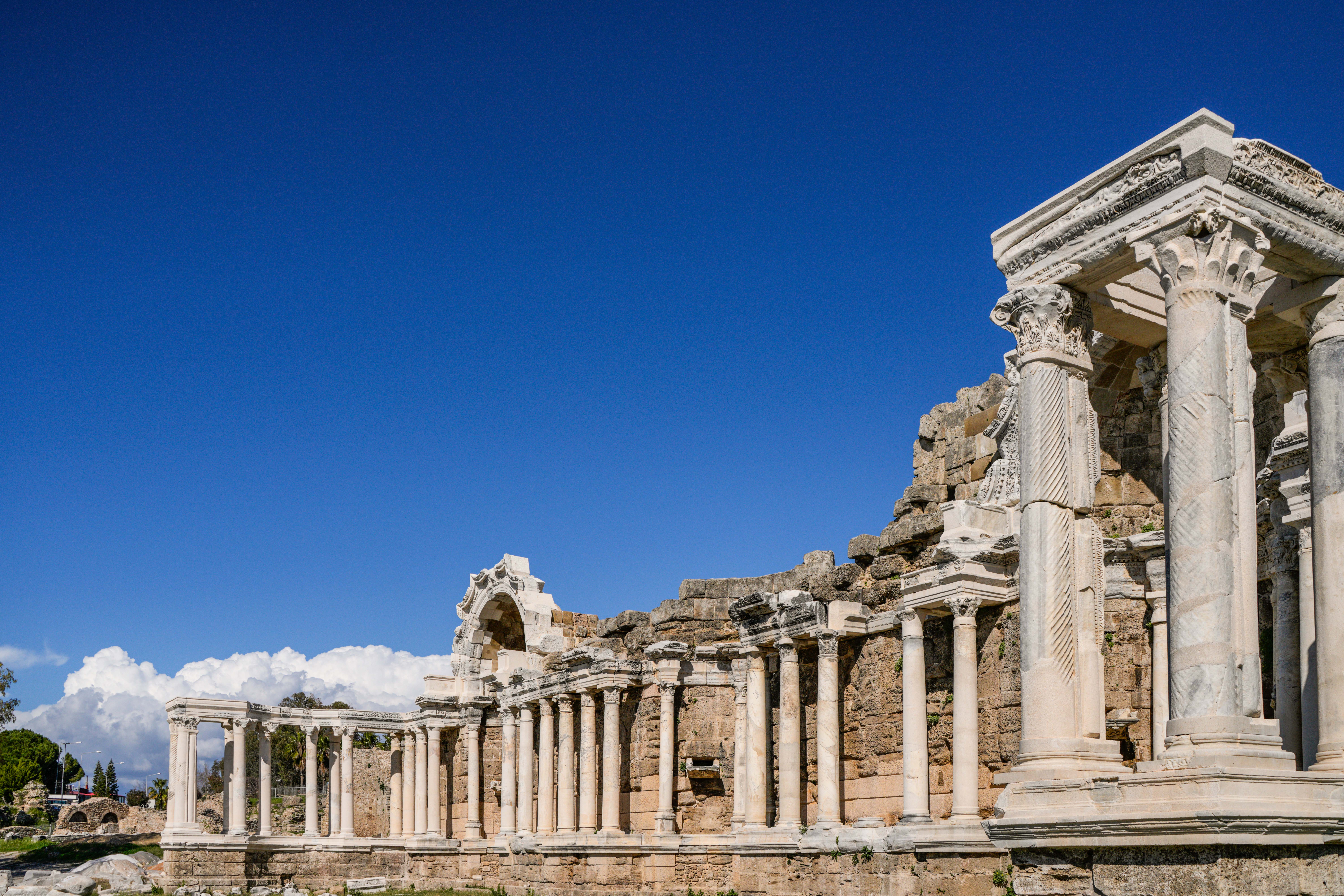 Ancient ruins in Side Ancient City Antalya Turkey
