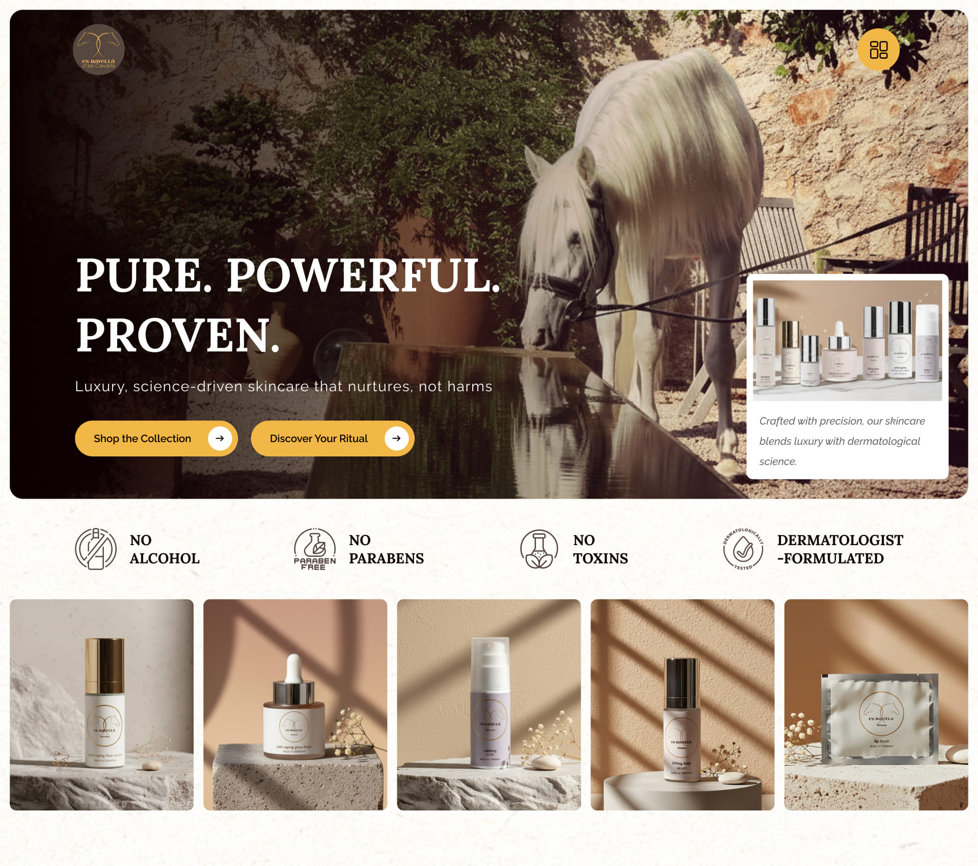 cosmetics and beauty product ecommerce website design with online skincare store layout | StackAura