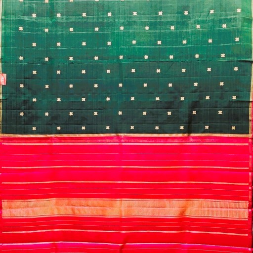 Bottle Green and Pink Kanchivaram Silk Saree