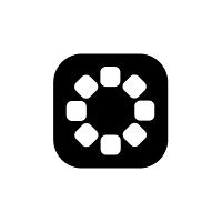 Black icon with seven squares forming a circle on a rounded square background.