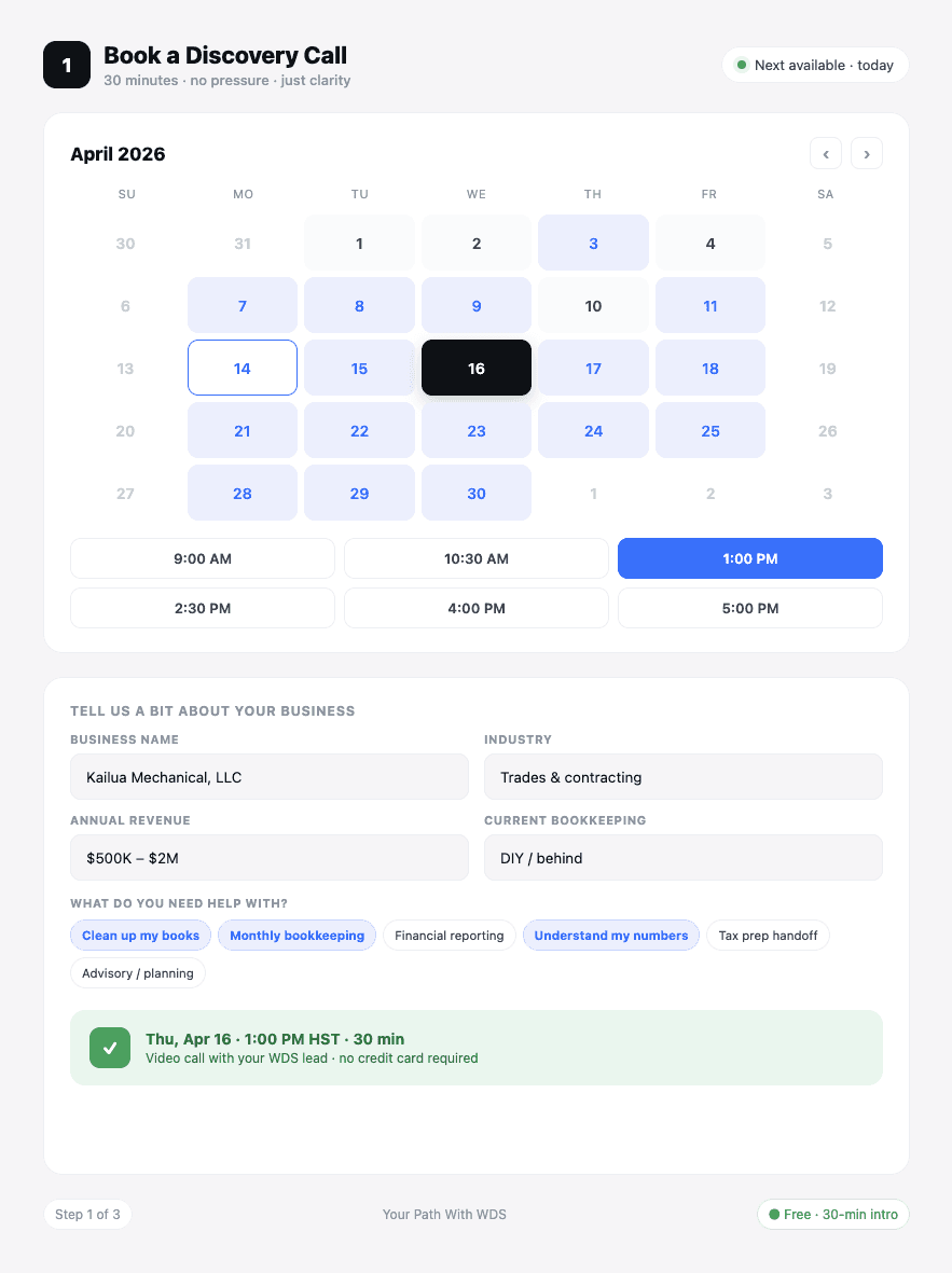 Book a Discovery Call: WDS discovery call conversation with a Hawaii business owner