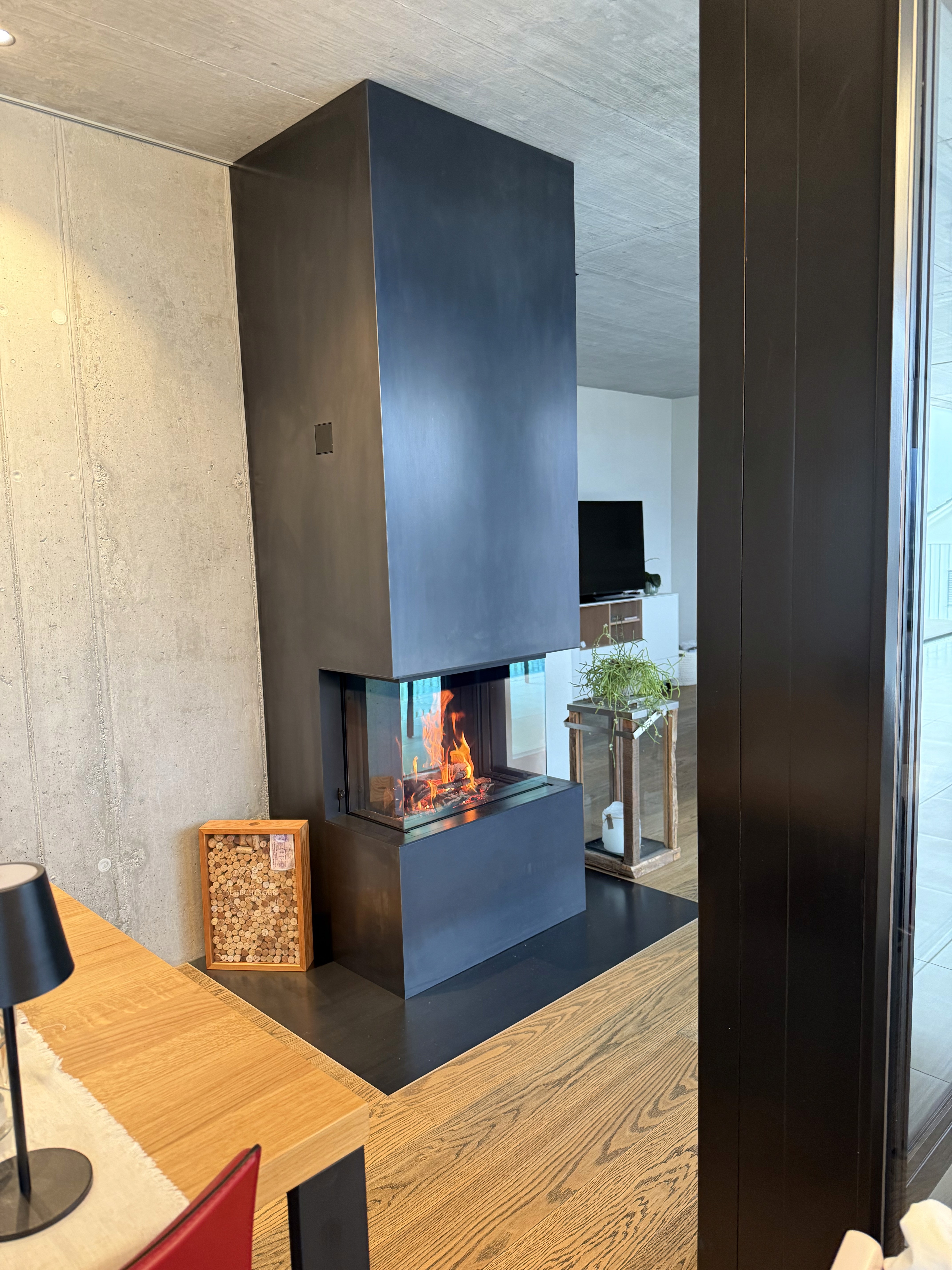 Cheminée mit Stahlverkleidung