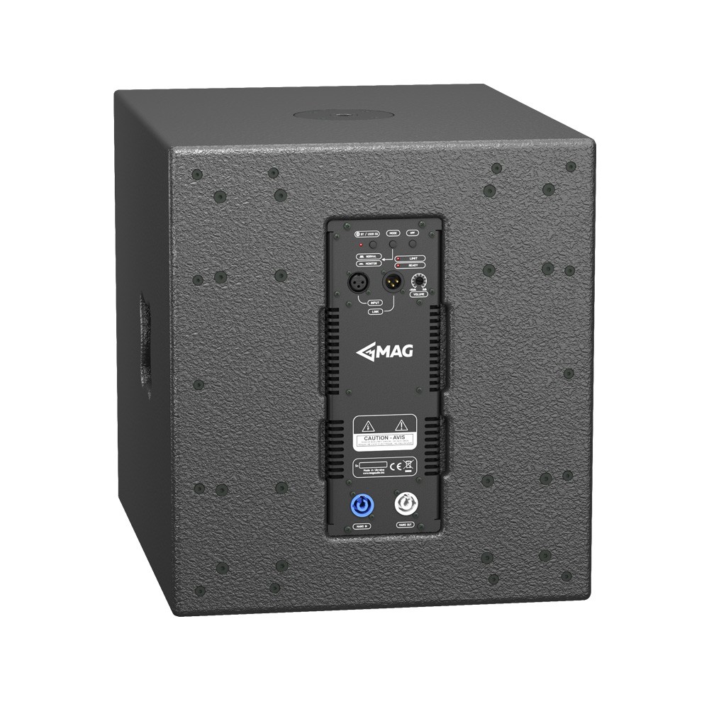 MAG powered subwoofer back panel with connectors
