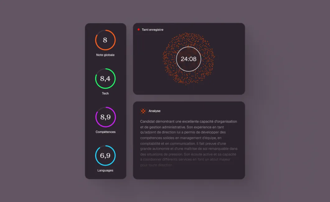 Tami candidate assessment UI with skill scores