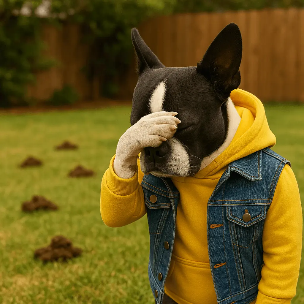 nashville pet waste removal services boston terrior dog looking at yard the scoop squad