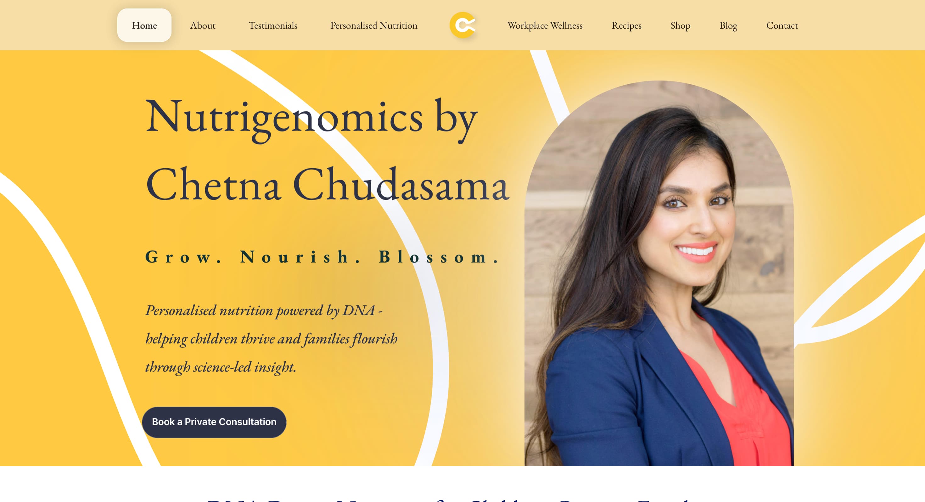 Screen shot of previous hero section of Chetna Chudasamas website before working with Noah Frummerin.