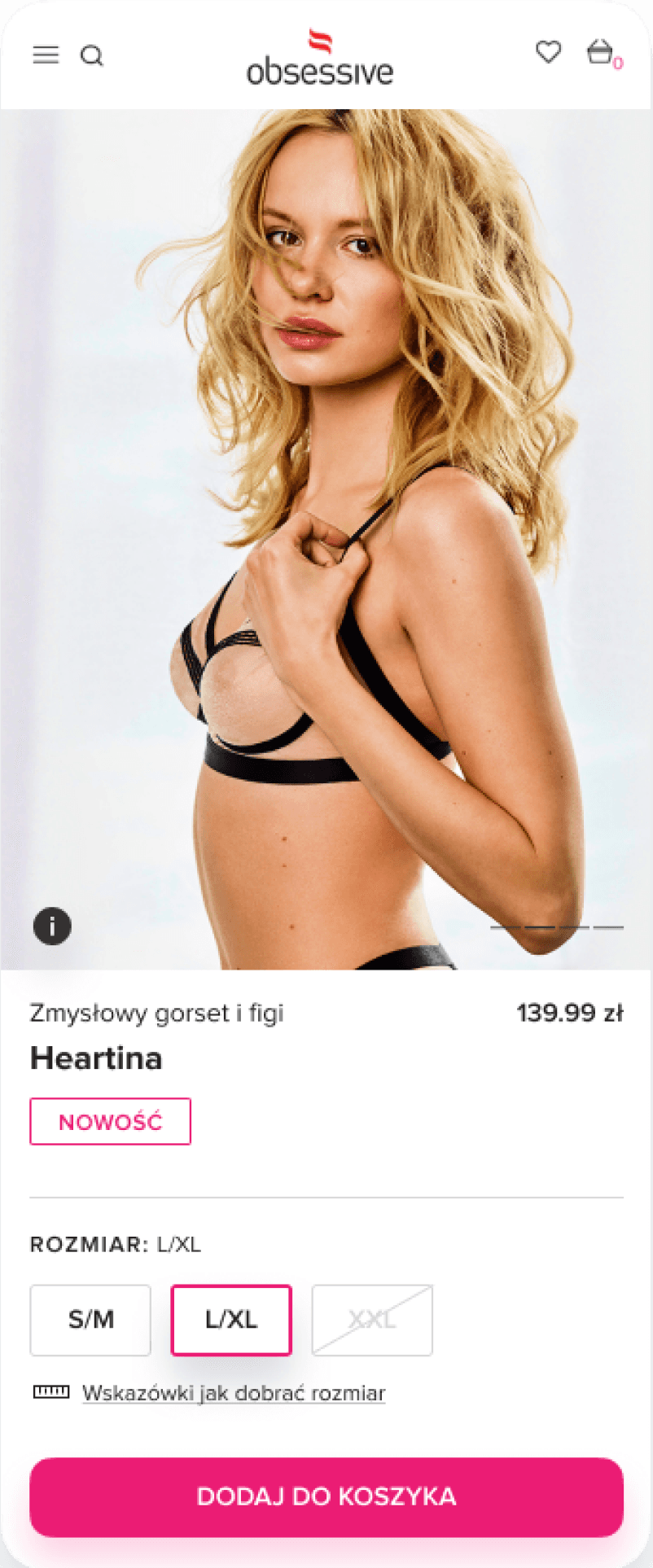 Obsessive ecommerce store screen