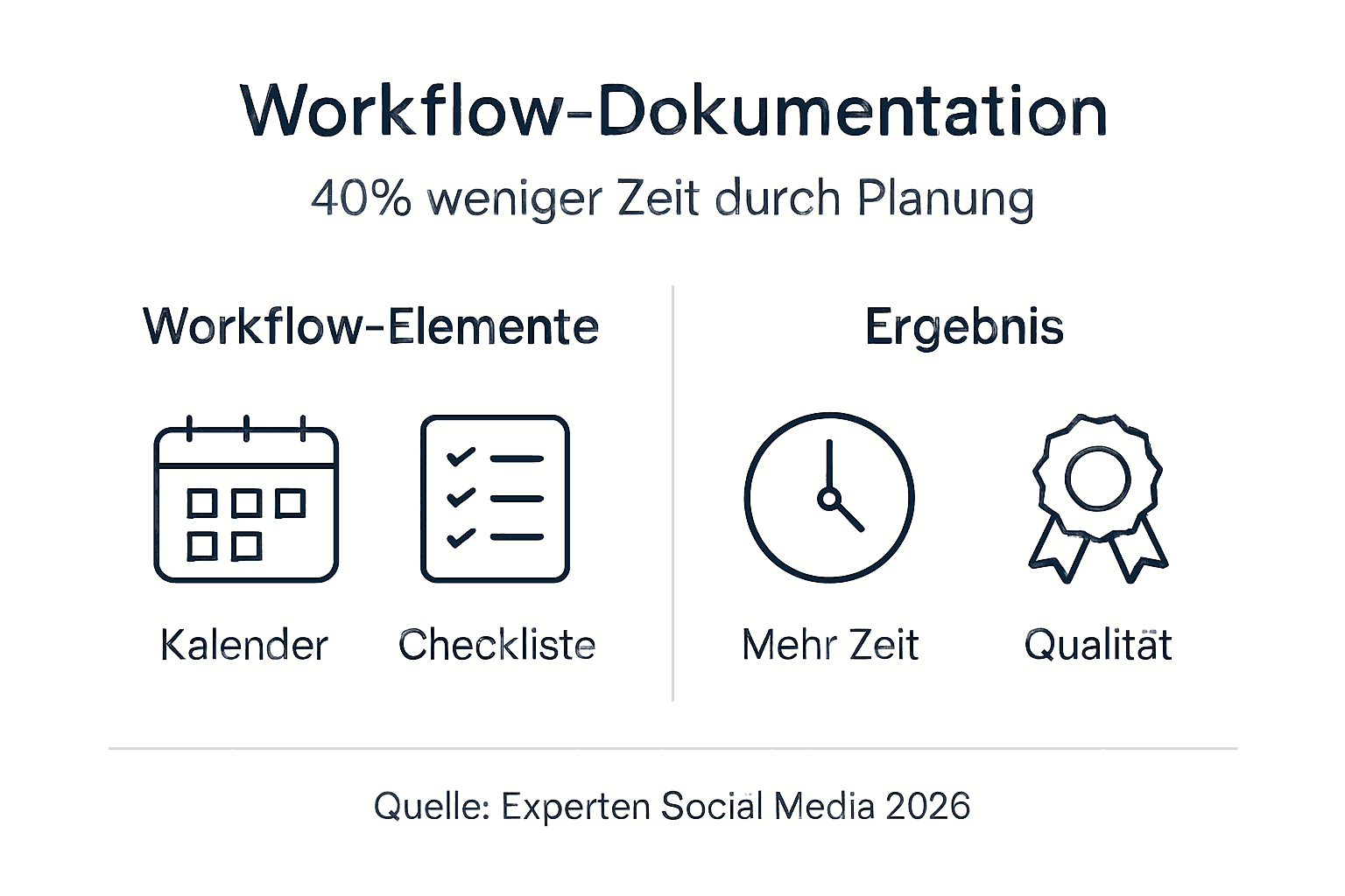 Übersichtliche Infografik zur Workflow-Dokumentation mit den wichtigsten Schritten und Eckpunkten