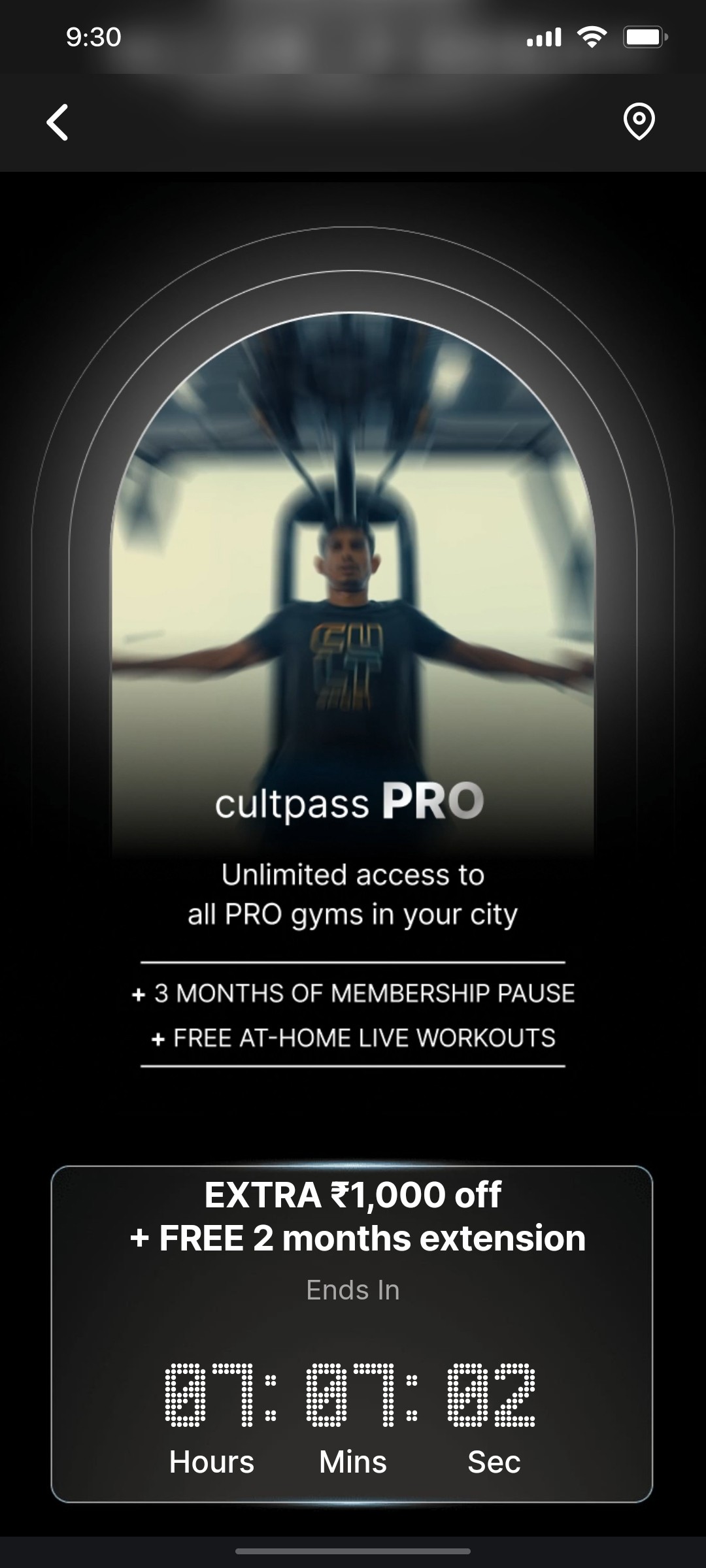 Cult.fit App Extra Offer Screen