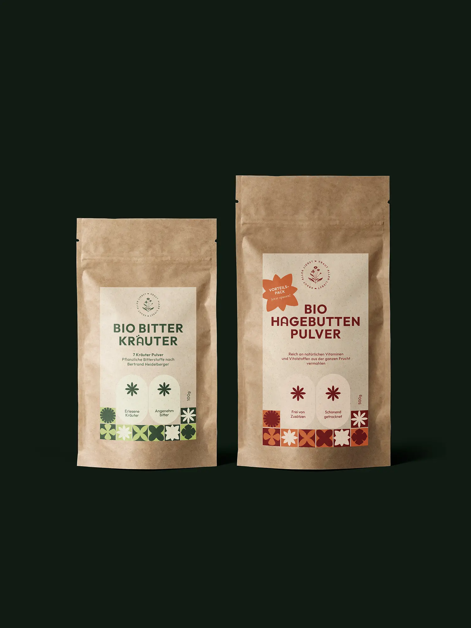 Produktgruppe: Bio Bitterkräuter, Hagebuttenpulver und Vorteilspack im Kräuterladen-Sortiment