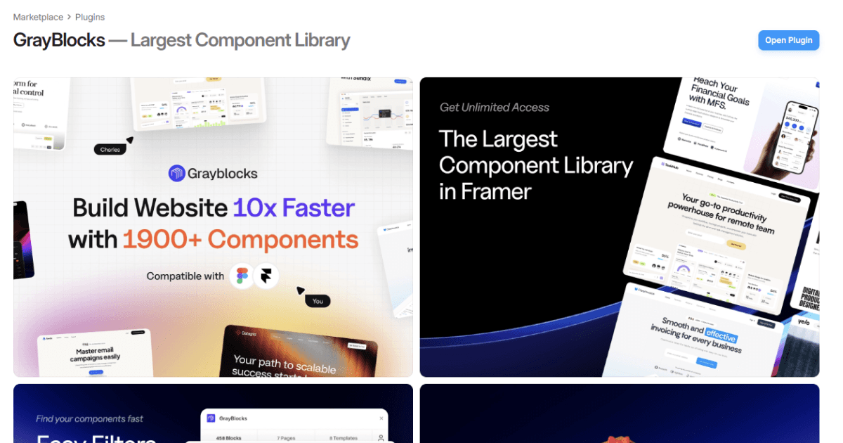 Bibliothèque de composants GrayBlocks pour créer des sites plus rapidement avec Framer