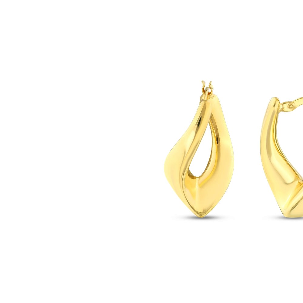 Assos Pırlanta 14 Ayar Modern Tasarım Altın Halka Küpe