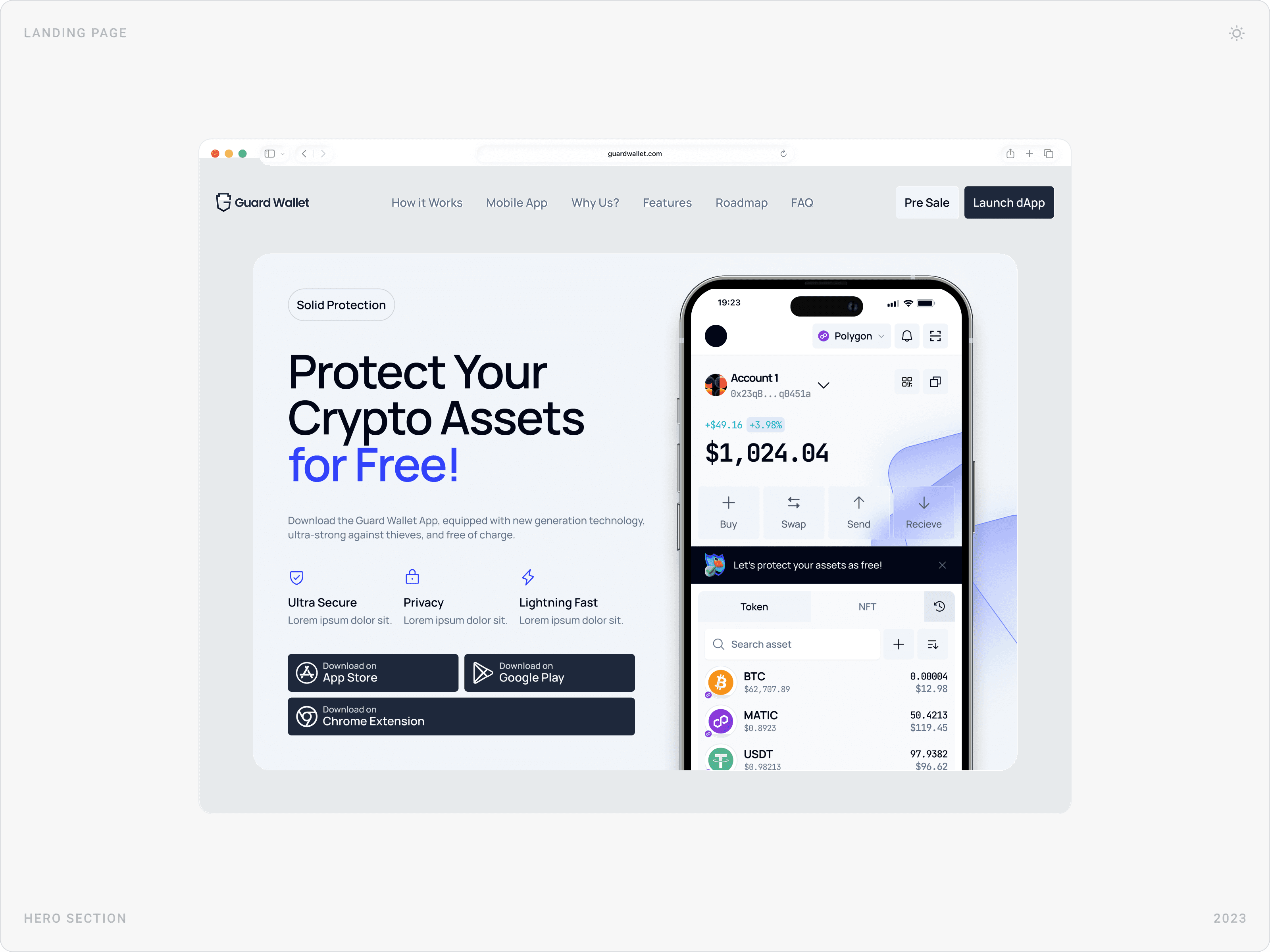 Modern Crypto Wallet Hero Section Design