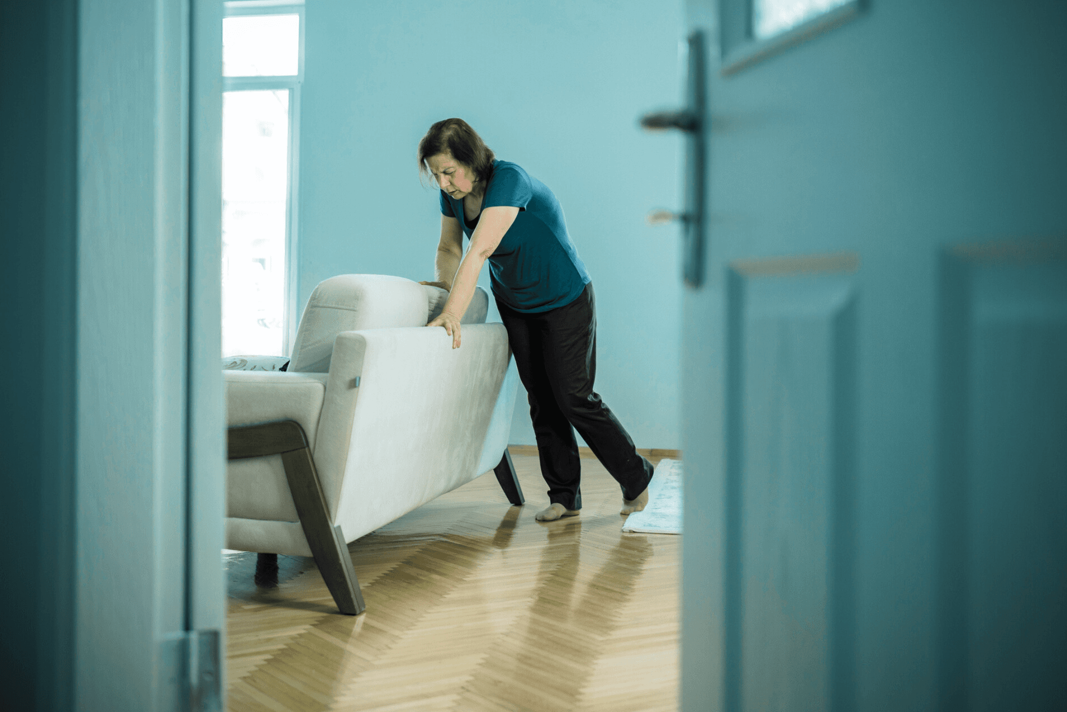 Artistic portrait with red and blue lighting creating a dramatic effect
