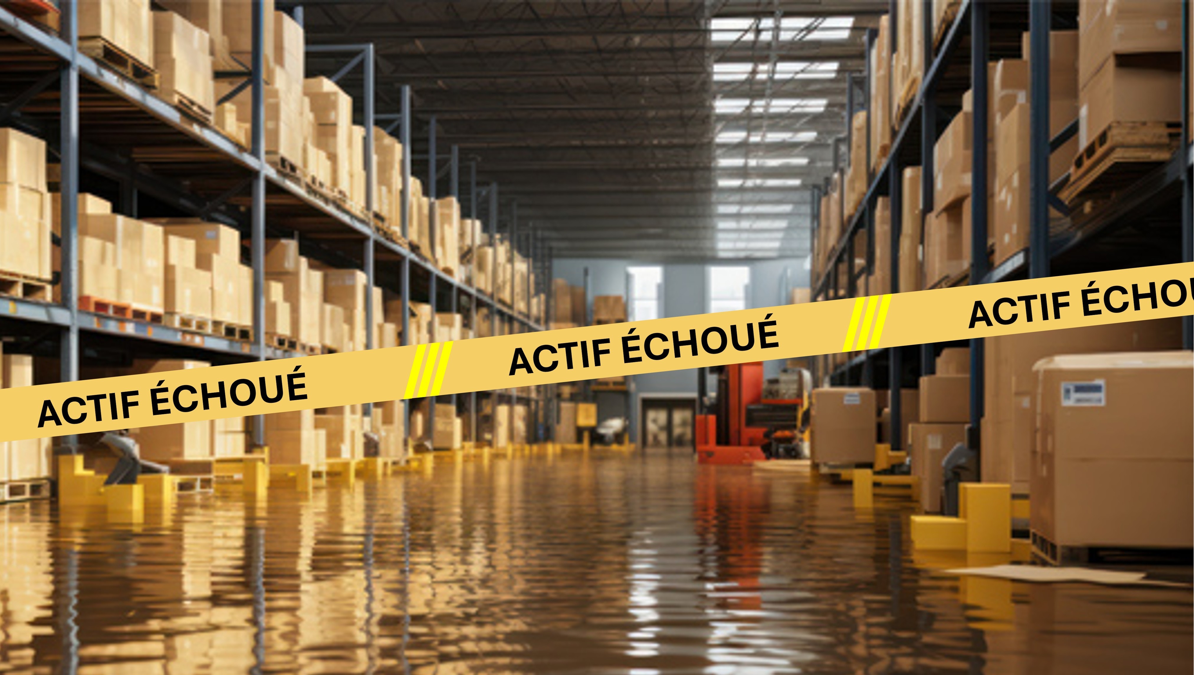 illustration entrepot inondé actif échoué
