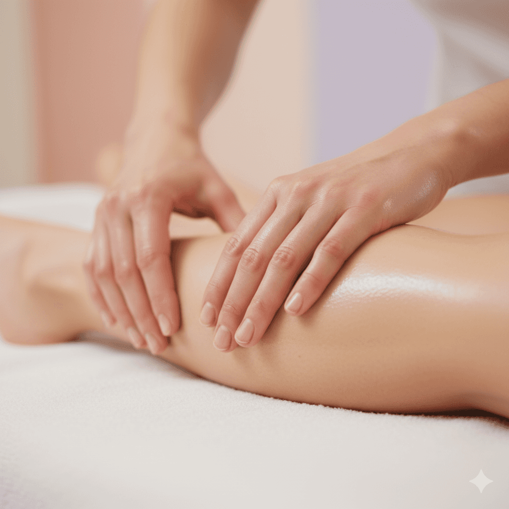 A woman with a radiant complexion lying down with a golden facial mask applied to her skin. She is wrapped in a warm orange towel, with sunlight casting a soft glow on her face, creating a relaxing and rejuvenating spa atmosphere.