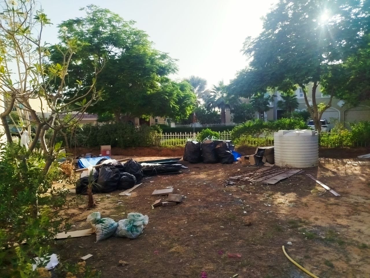 Villa grounds before installation cleanup — Victory Heights / Sports City.