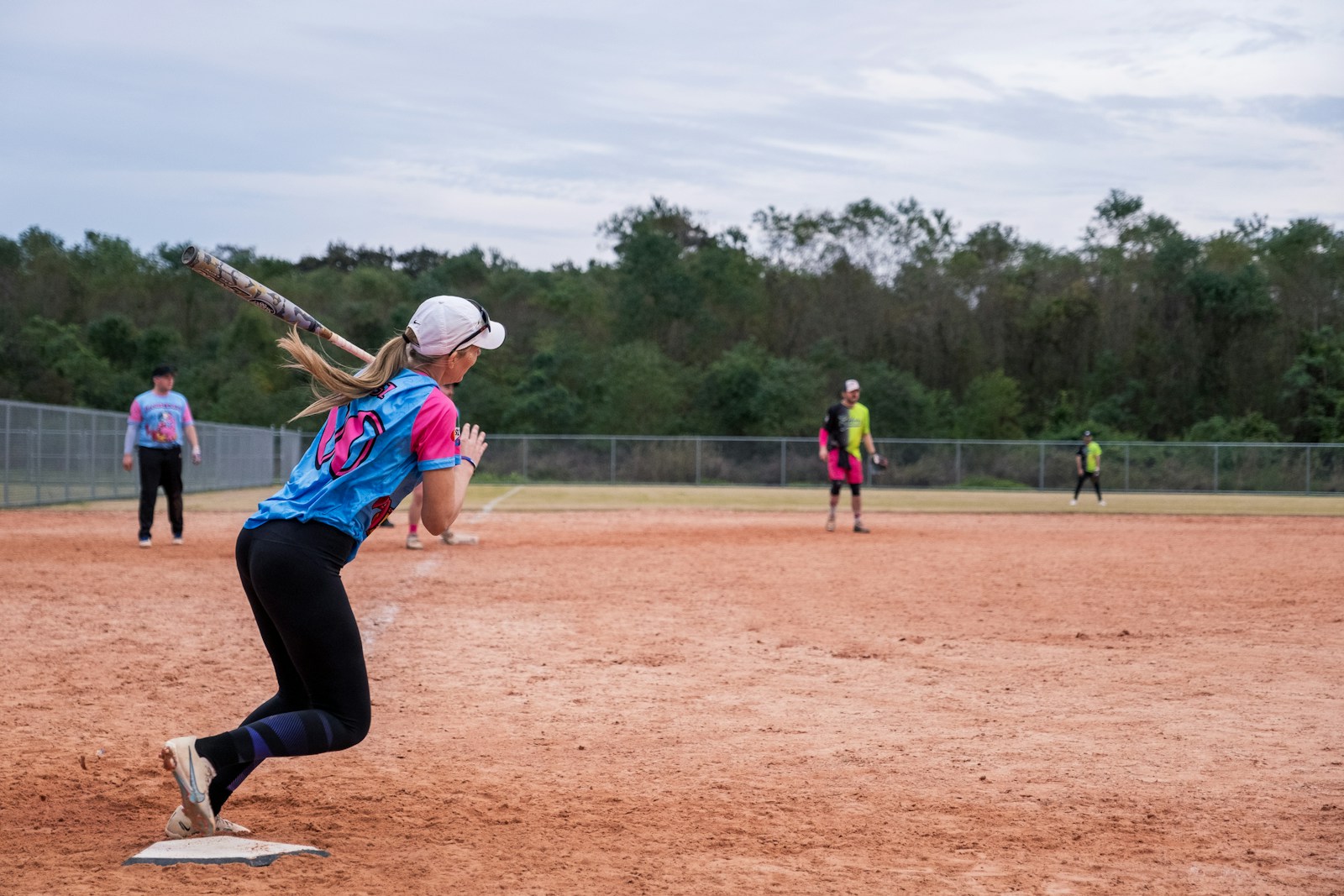 Young woman ready to hit during softball practice