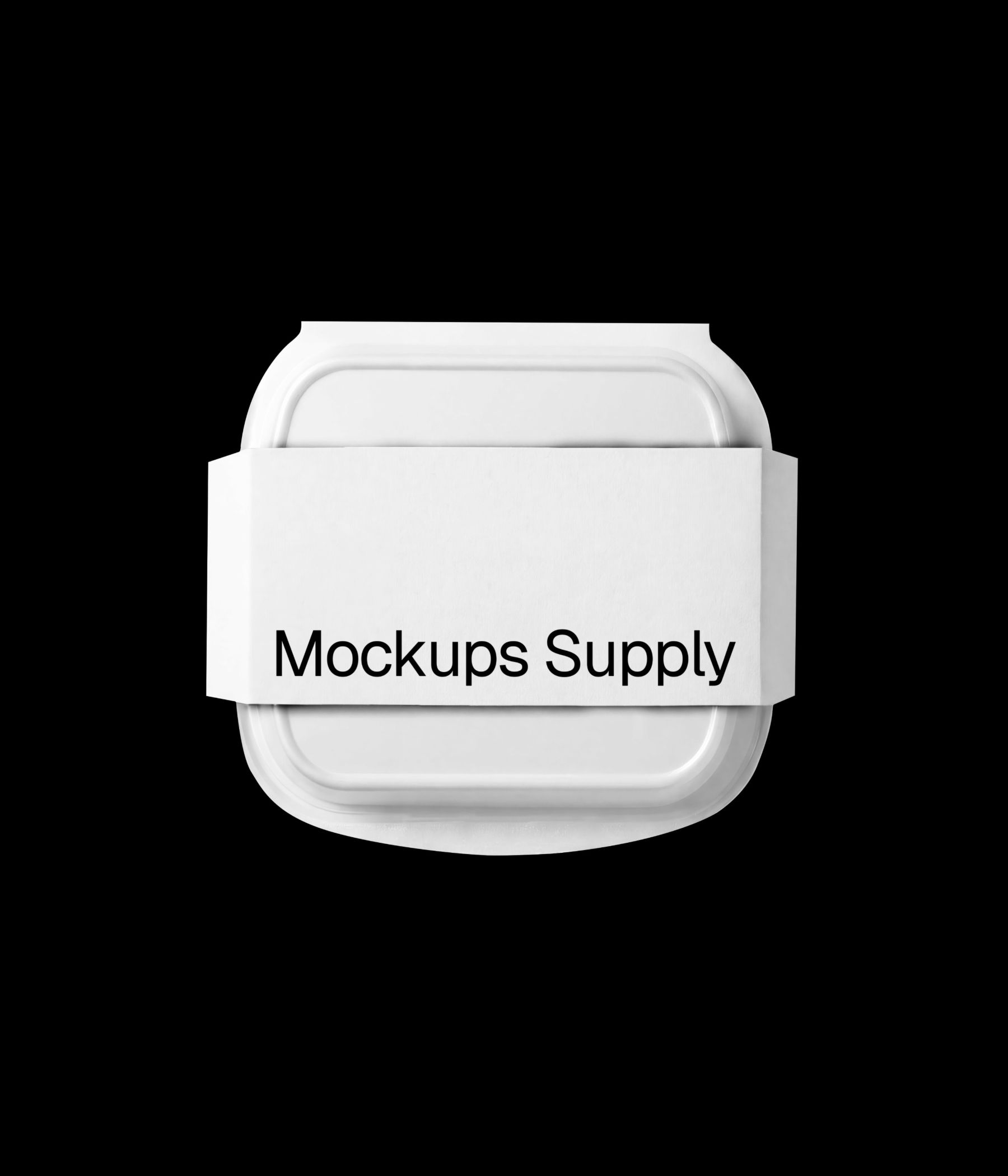 Food packaging container mockup with paper sleeve for takeaway branding presentation