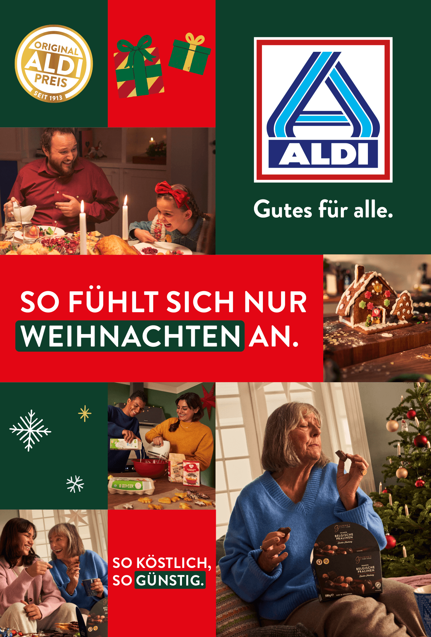 Creative overview of ALDI’s Christmas campaign celebrating festive moments and affordable holiday traditions.