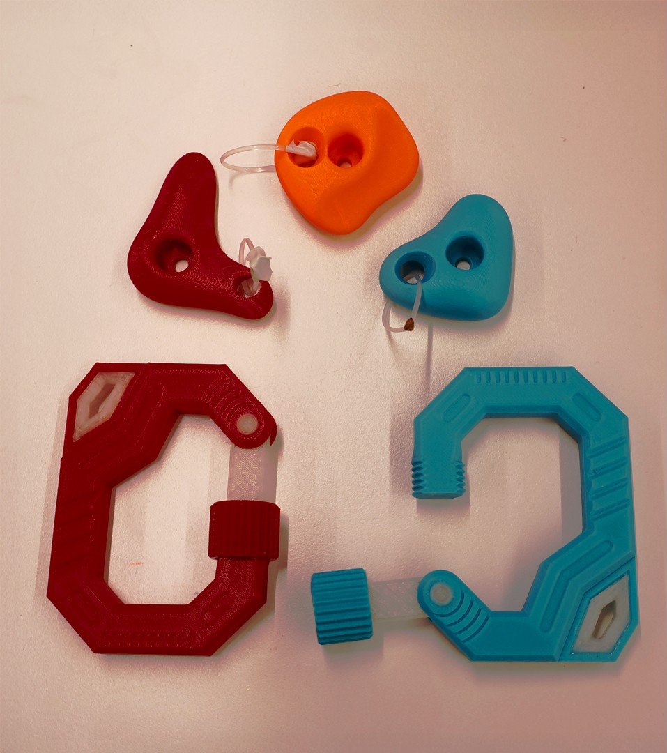 Colour-coded physical tokens and climbing markers from the Peak Partners service concept