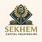 SEKHEM Capital Holdings Inc. logo featuring a stylized golden pyramid with an Egyptian eye symbol at the top, flanked by classical building structures, with the brand name 'SEKHEM' in gold and 'Capital Holdings Inc.' in navy blue text below.