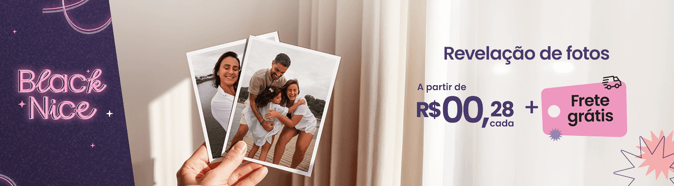 Banner promocional, Revelação de fotos a partir de vinte e sete centavos cada foto + frete grátis