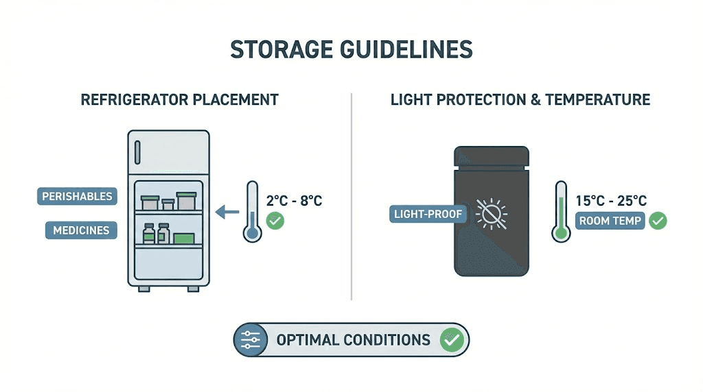 Proper peptide storage guidelines diagram