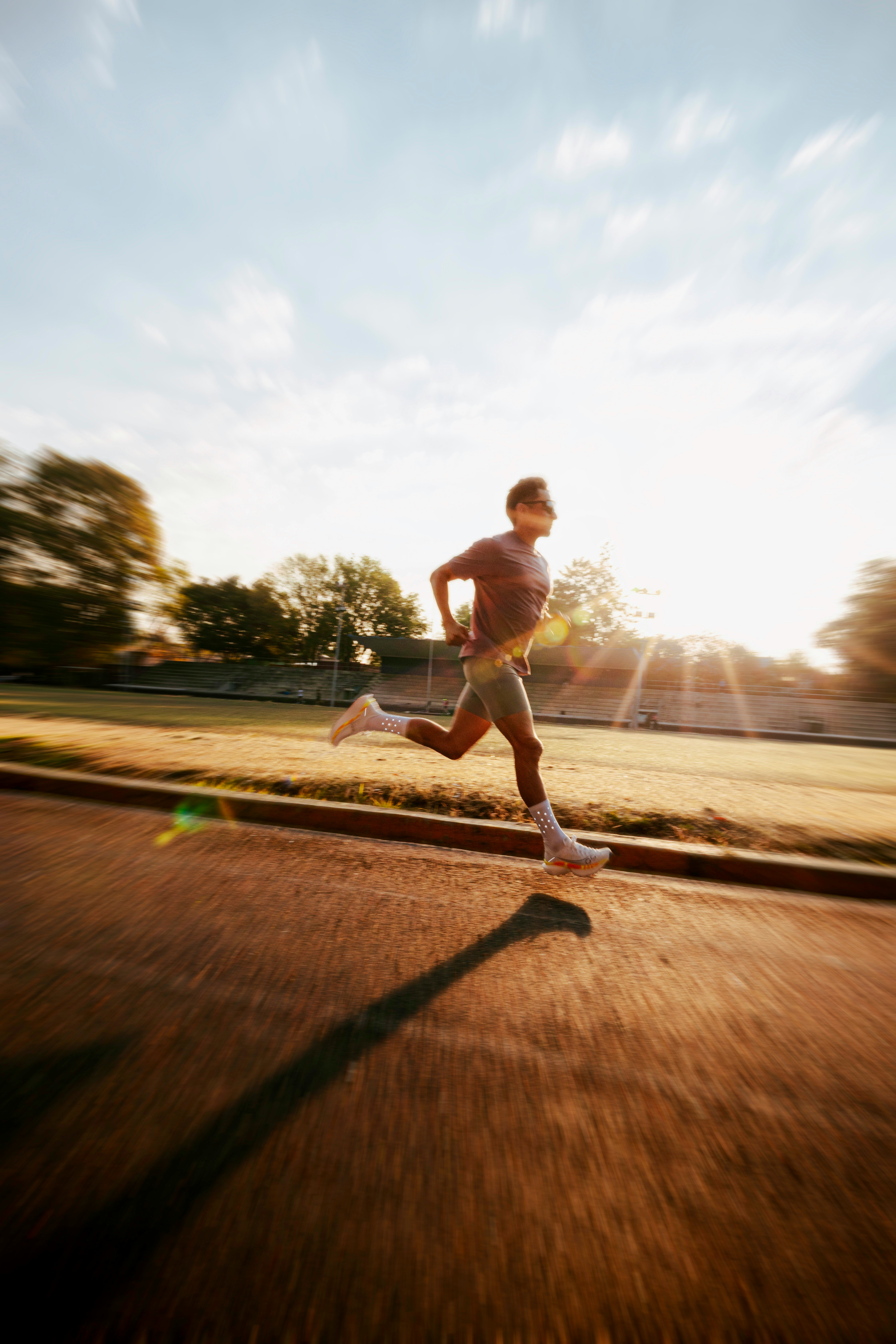 Dynamic picture of a cyclist riding downhill