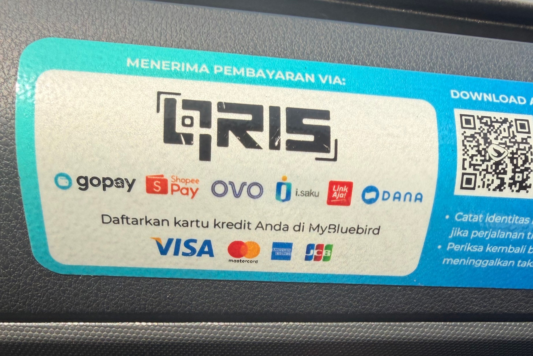 Blue Bird with QRIS & other payment methods