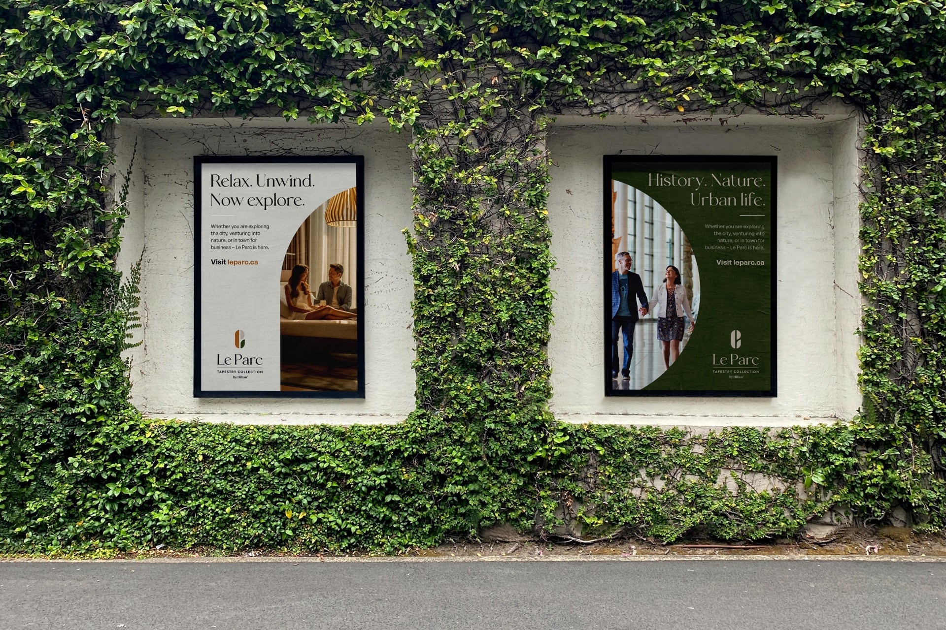 Two billboard advertisements with Le Parc branding