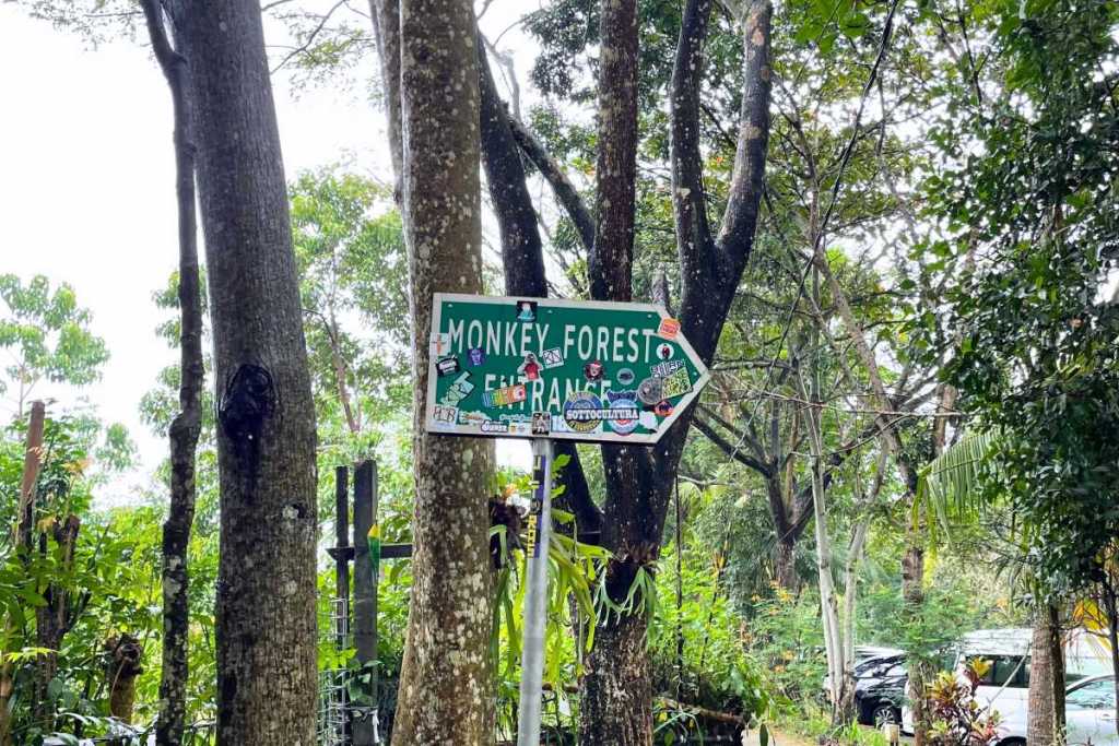 Monkey forest entrance sign, Ubud monkey forest