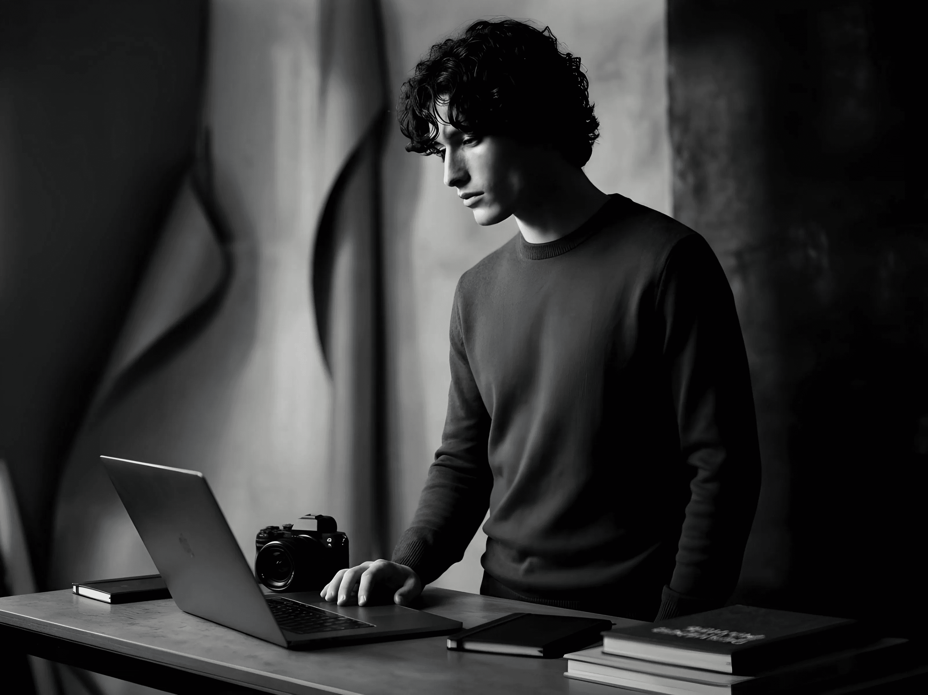 Kai Fox working with laptop