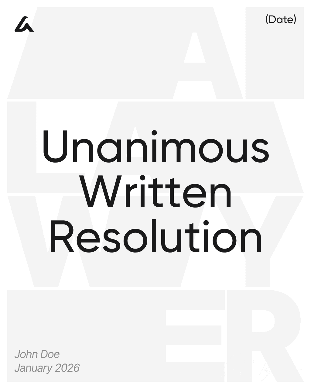 Unanimous Written Resolution