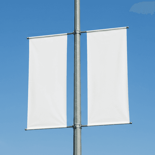 Street banner mockup with double surfaces