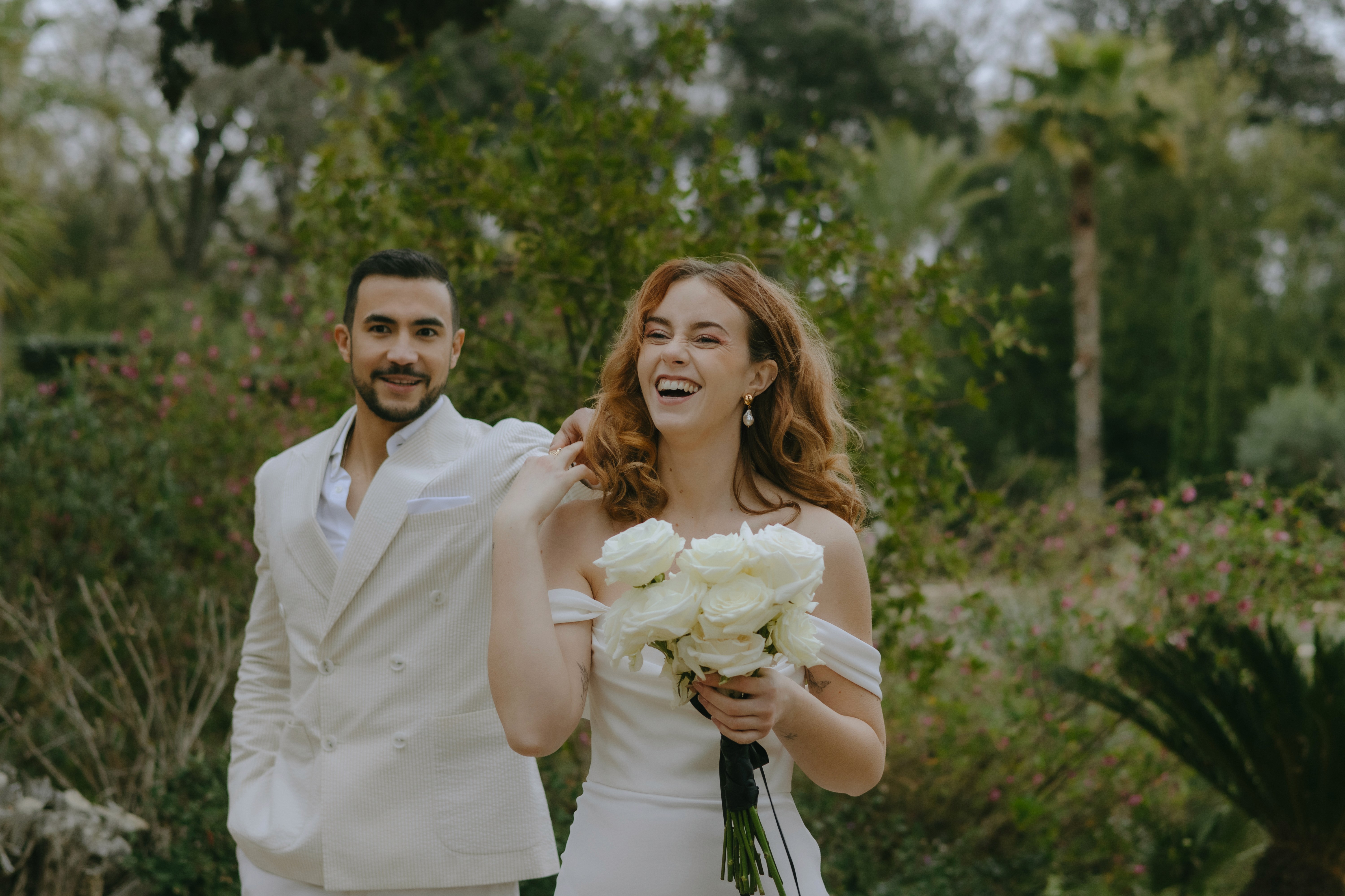 Bride and groom on a cliff