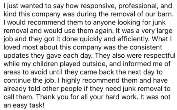 Customer review screenshot