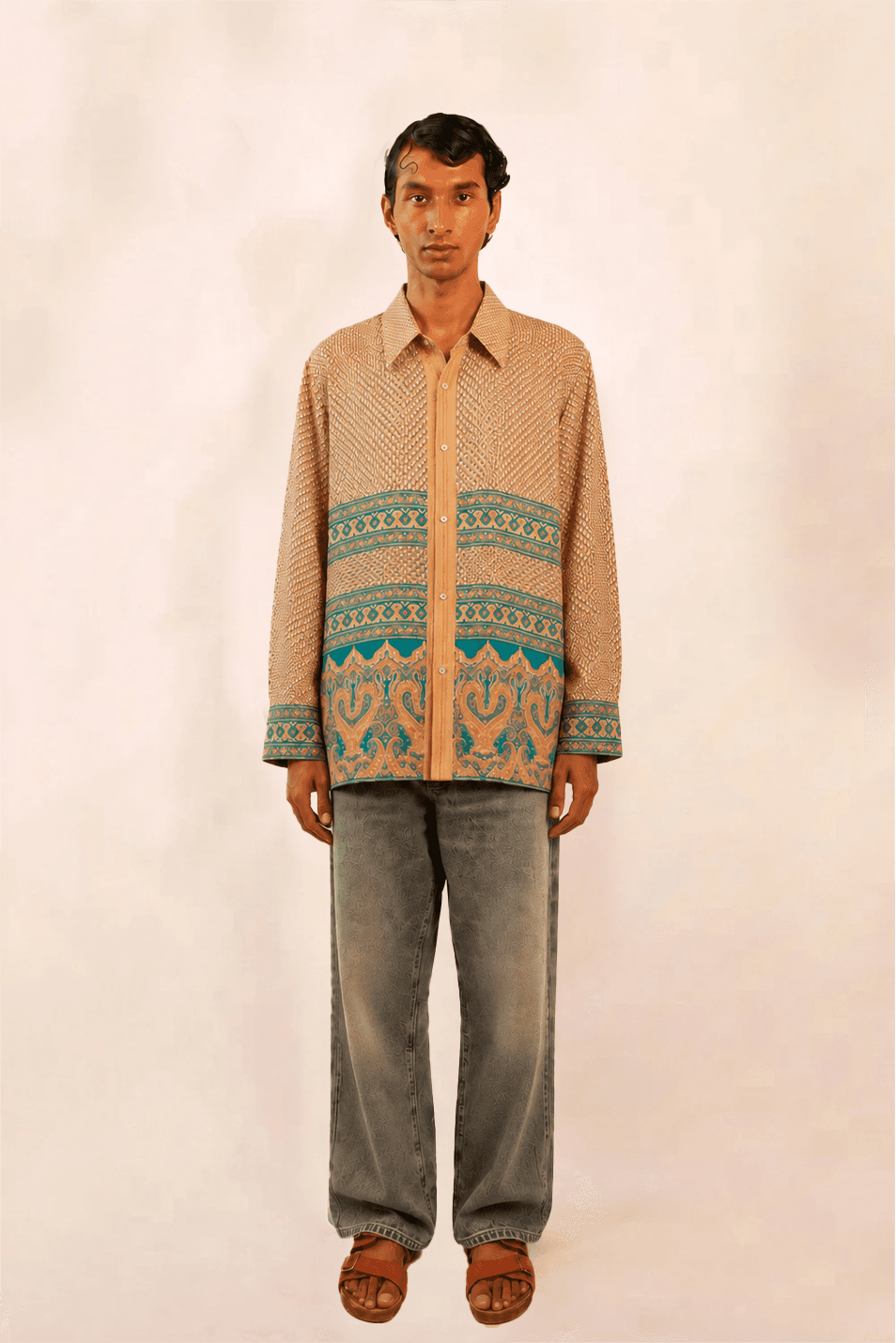 LAVYA is one-of-a-kind full sleeve shirt, crafted from vintage fabric in a bold &nbsp;print.
