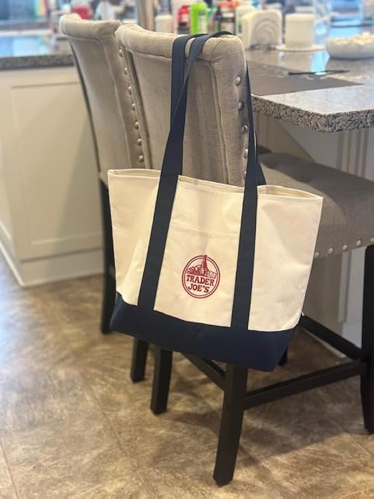 Tote bag hanging on kitchen chair.