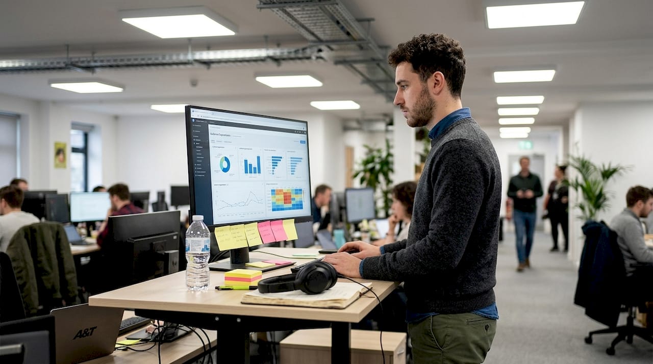 Marketing analyst reviewing audience segmentation data