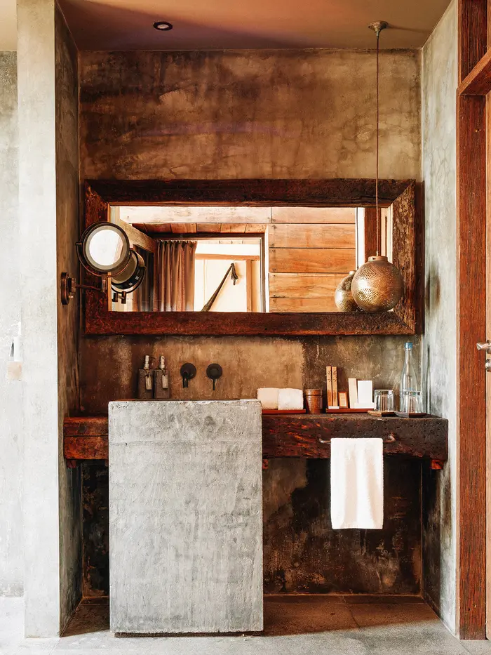 Restroom of Oceanfront Suite with panoramic sea view at Hotel Holbox, Mexico