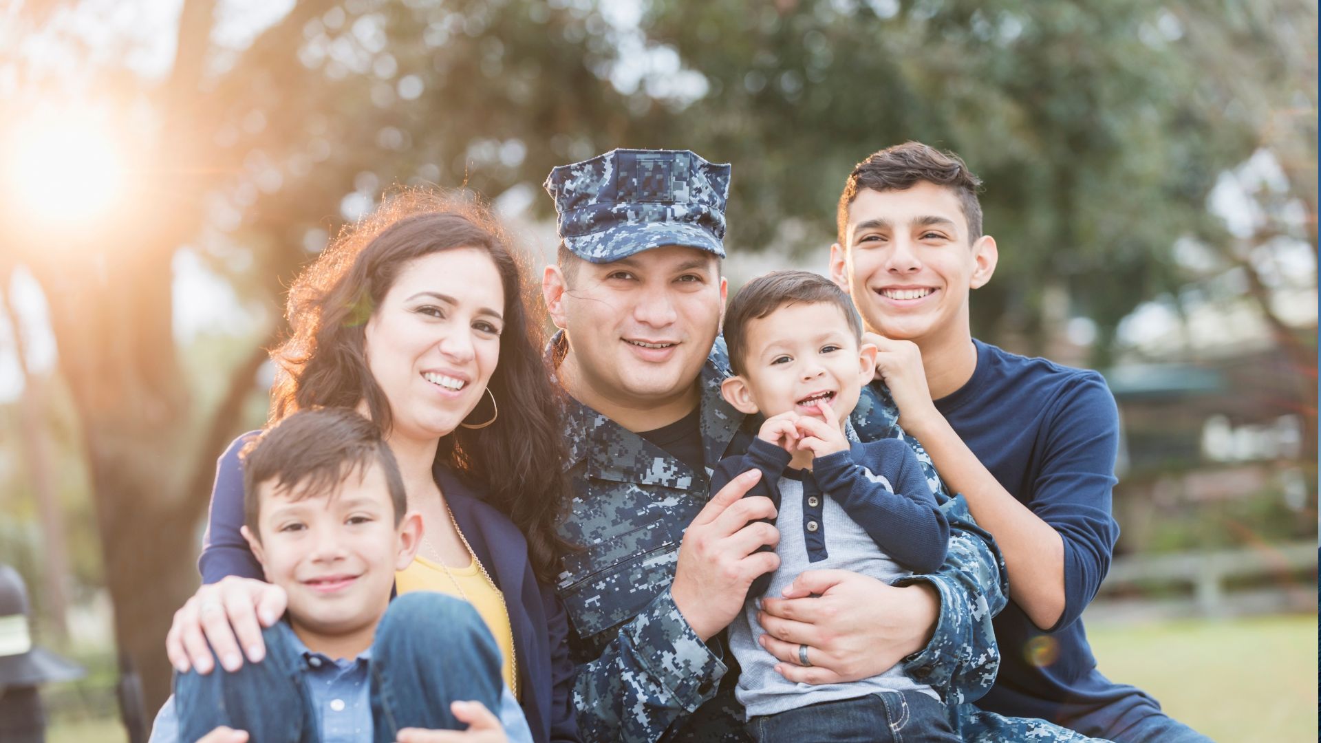 family together man in uniform