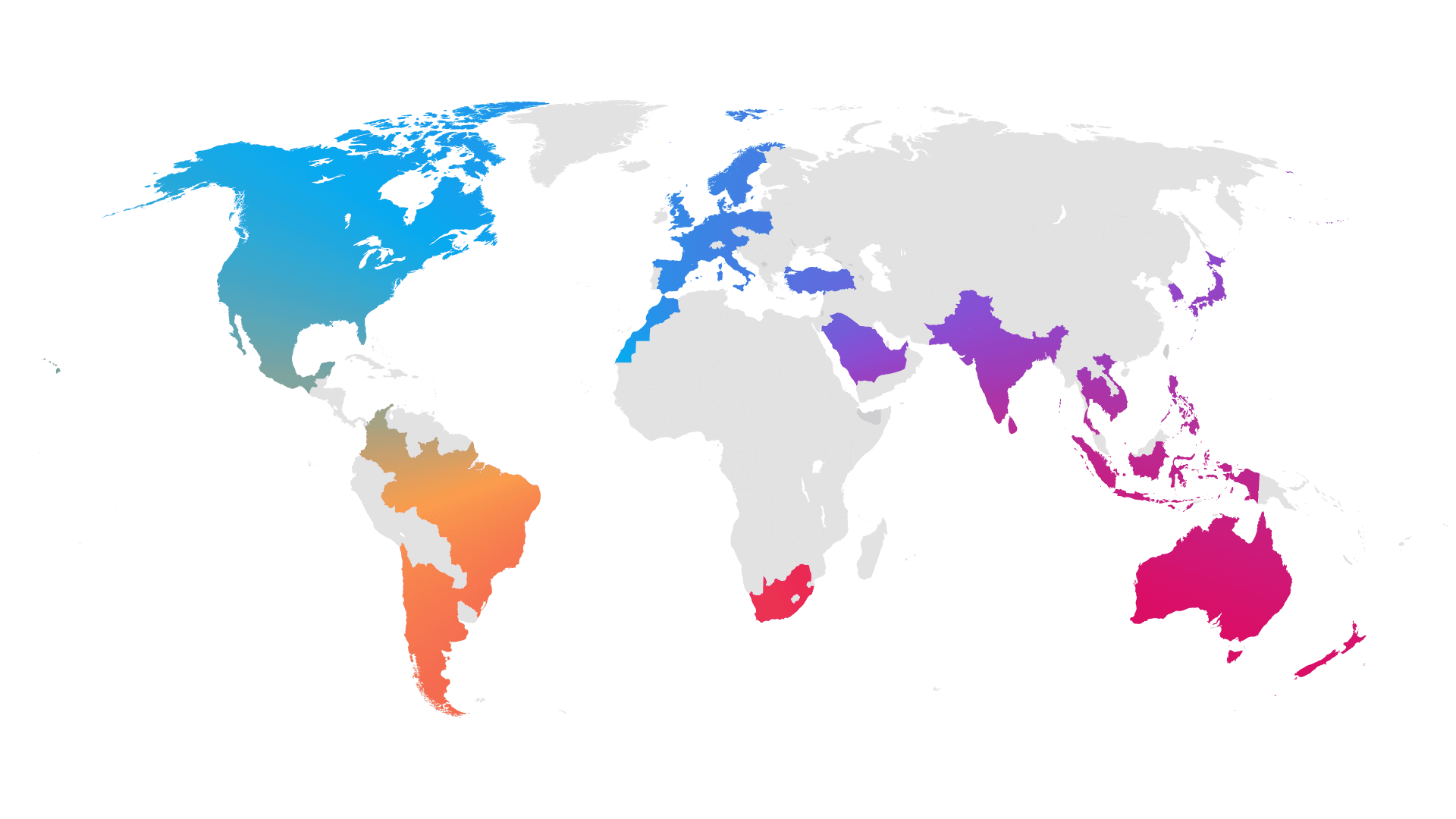 World map depicting all countries supported by SherlockAI.