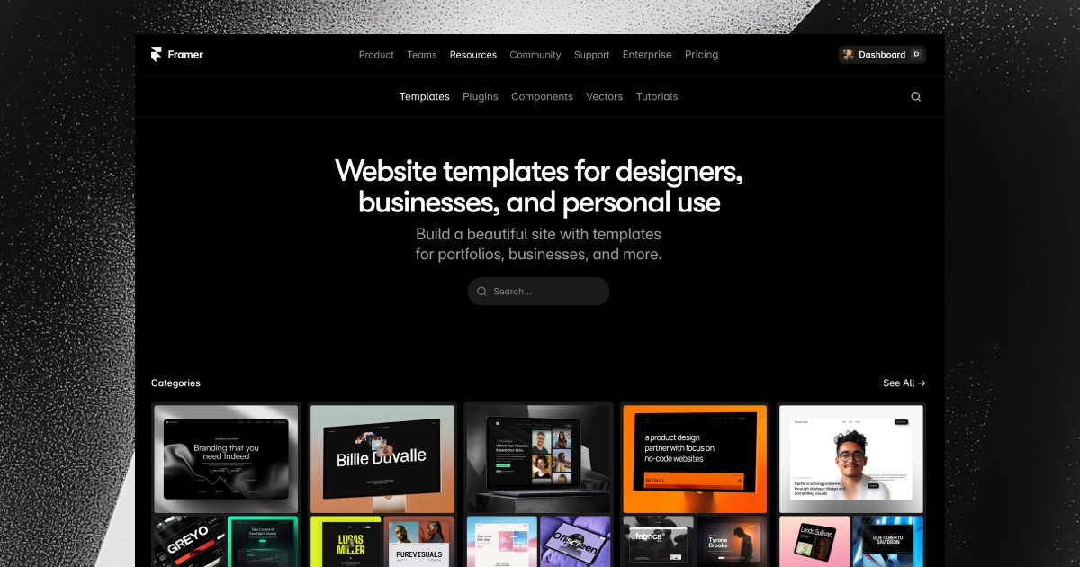 Framer website templates for designers and developers