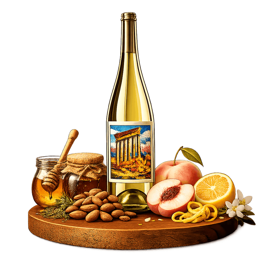 Artistic label and flavor profile for Lebanese Obeideh on a rustic wooden table.