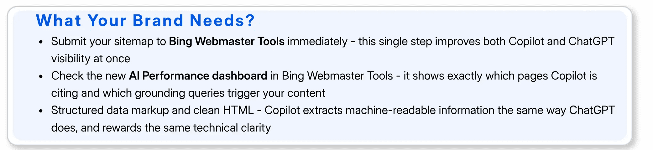 Brand visibility strategies for Bing Copilot.